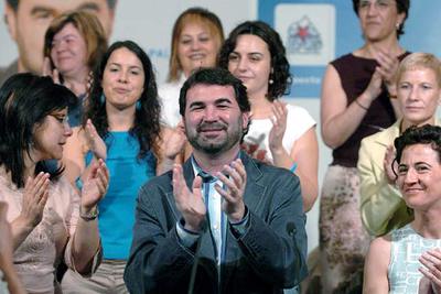 Anxo Quintana, durante el acto organizado ayer por el BNG en Santiago bajo el lema  Un país nuevo para las mujeres. 