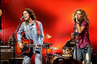 Coti y Paulina Rubio, durante la grabación de  Esta mañana y otros cuentos. 