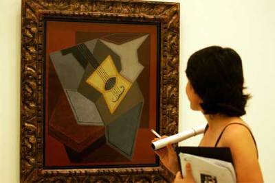 El cuadro  Guitarra y frutero  (1927), una de las últimas pinturas de Juan Gris.