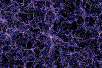 Distribución de la luz galáctica (estructura a gran escala del cosmos) de la Simulación del Milenio.