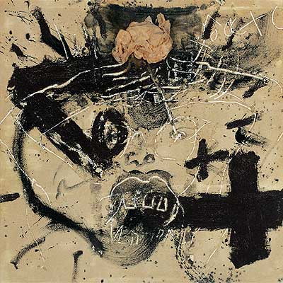  Materia y collage de papel  (1991), técnica mixta sobre lienzo, de Antoni Tàpies.