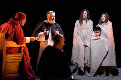 Un momento del ensayo de 'La controversia de Valladolid'.