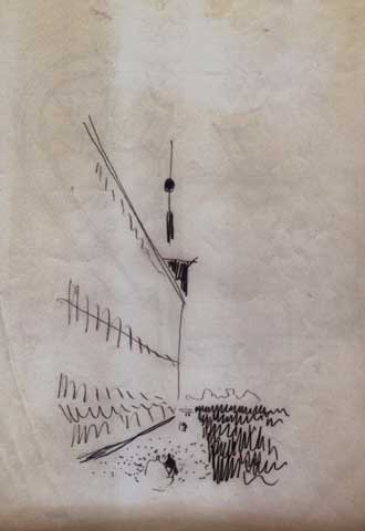 Dibujo de Alejandro de la Sota que se exhibe en la muestra  Postbosq. 