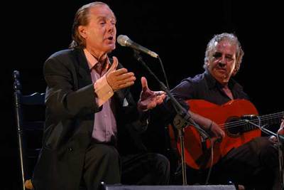 Chano Lobato, durante su actuación en el Festival del Cante de las Minas.