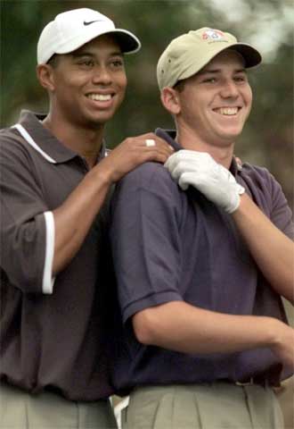 Tiger Woods y Sergio García, durante el Masters de Augusta.