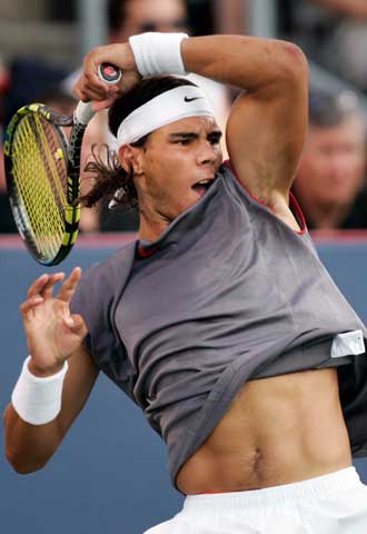 Rafael Nadal, en una devolución forzada.