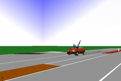 Reconstrucción del atropello de un ciclista con el programa informático utilizado por la Guardia Civil.