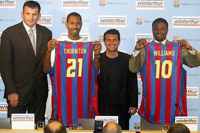 Marvis  Bootsy  Thornton y Shammond Williams, ayer en su presentación.