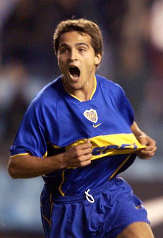 Calvo, tras marcar un gol con el Boca Juniors.