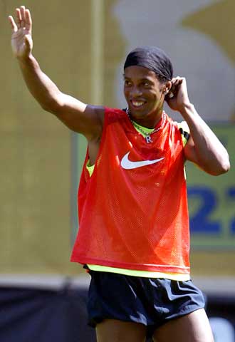 Ronaldinho, en un entrenamiento.