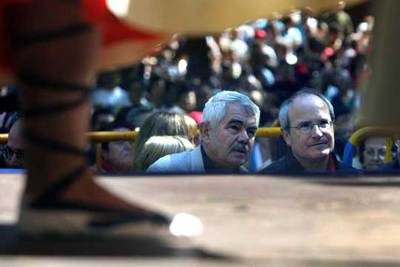 Pasqual Maragall (a la izquierda) y José Montilla, ayer en la fiesta anual del PSC en Gavà.