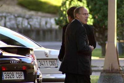 Manuel Pizarro, a su salida de una reunión con los sindicatos de Endesa en Cubillos de Sil (León).