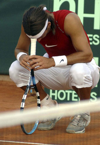 Nadal, durante la última eliminatoria de la Davis.