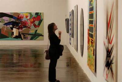 Algunos de los cuadros presentados al concurso expuestos ayer en el Espai d'Art Contemporani de Castelló.