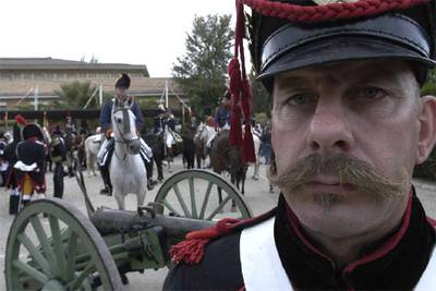 Actores disfrazados de soldados napoleónicos, en la recreación de la batalla de Bailén.