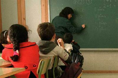 Una clase de matemáticas en un colegio madrileño.