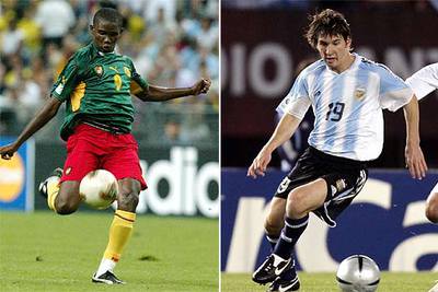 Eto'o, en un partido con Camerún, y Messi, el domingo por la noche con Argentina.