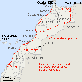 Las autoridades marroquíes trasladan a los inmigrantes al Sáhara Occidental