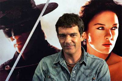 Antonio Banderas, en la presentación de  La leyenda del Zorro  , ayer en Madrid. 