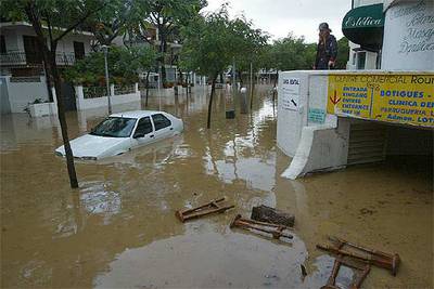 Inundaciones sufridas ayer en la localidad de Platja d'Aro.