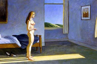 El cuadro  Mujer al sol,  de Edward Hopper (1961), que figura en la exposición  Melancolía , del Grand Palais de París.