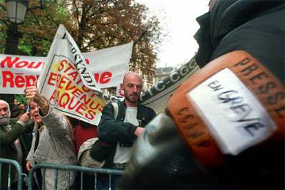 Manifestación de periodistas franceses en París.