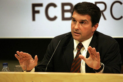 Joan Laporta, ayer en la rueda de prensa.