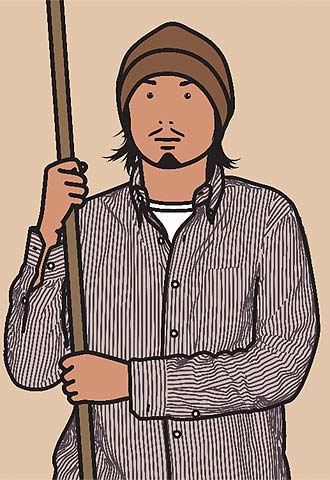 'Hirofumi with staff', de Julian Opie.