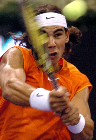 Nadal, ayer durante su partido con Stepanek.