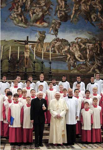 El papa Benedicto XVI, en un concierto celebrado ayer en la Capilla Sixtina.