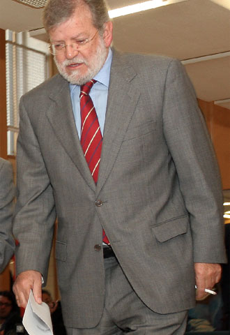 Juan Carlos Rodríguez Ibarra, en la sede del PSOE en Madrid.
