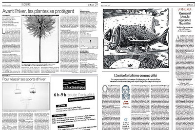 Dos páginas de prueba con el nuevo diseño de   Le Monde .