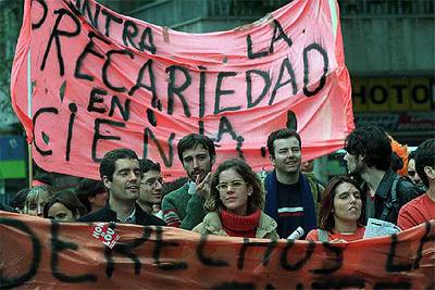 Manifestación de jóvenes investigadores contra la precariedad laboral.