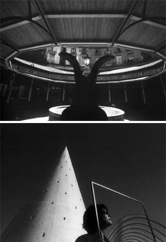 Dos fotografías que se exhiben en la exposición  Objetivo Valencia. La ciudad en el punto de mira,   en la Fundación Astroc de Madrid.  Arriba,  Plaza redonda  (Valencia, 2003), de Raúl Cancio. Abajo,  Ciudad de las Artes y las Ciencias  (Valencia, 2003), de Jesús Ciscar.