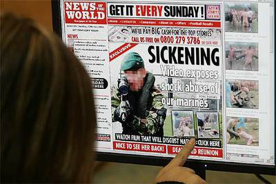 Portada de la edición digital de  News of the World,  con las imágenes de los abusos.