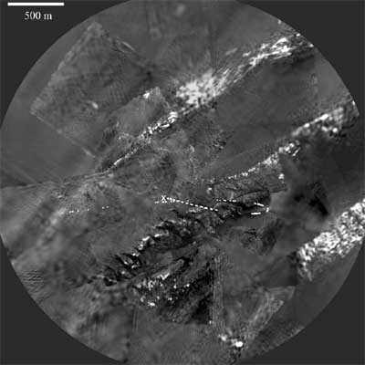 Paisaje observado por  Huygens  durante el descenso.