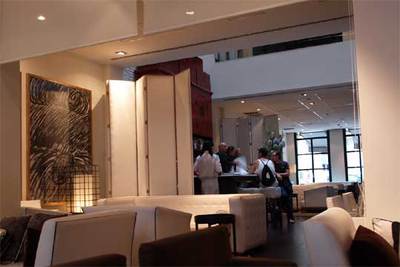 Zona común del hotel Pulitzer, en Barcelona.