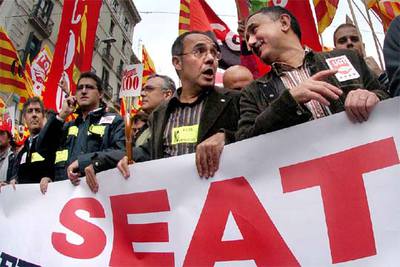 Los trabajadores de Seat protestan por los planes de despido en una reciente manifestación en Barcelona.