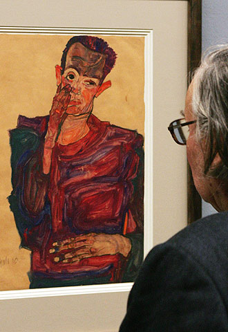  Autorretrato con la mano en la mejilla  (1910), de Schiele.