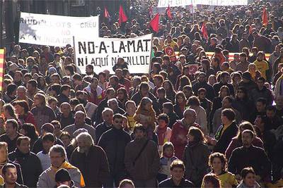 Manifestación celebrada ayer en Girona.