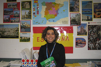 Aurora Benavente, en su clase de español en Estados Unidos.