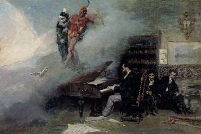 El cuadro  Fantasía sobre Fausto,  pintado por Mariano Fortuny en 1866 (Museo del Prado).