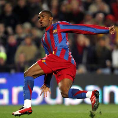 Eto'o, después de marcar el último de sus dos goles al Celta.