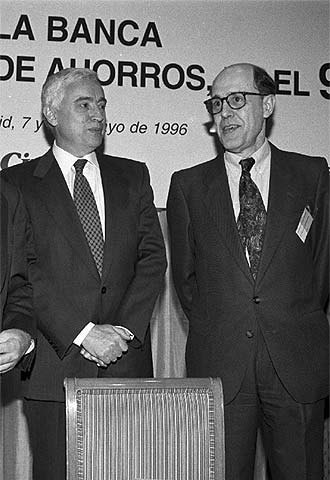 Miguel Martín (a la izquierda) y José Luis Leal, en un acto de 1996.