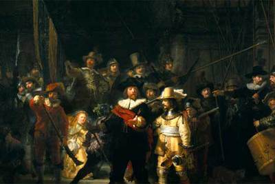  La ronda de noche  (1642), de Rembrandt, expuesto en el Rijksmuseum de Amsterdam.