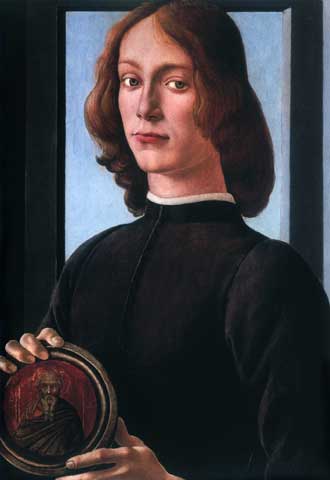  Retrato de joven sosteniendo un medallón,  de Botticelli (National Gallery de Londres).