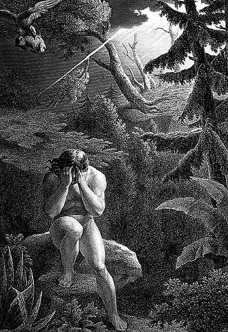 'Adán tras el pecado original' (siglo XIX), de Flatters para el libro de Milton.