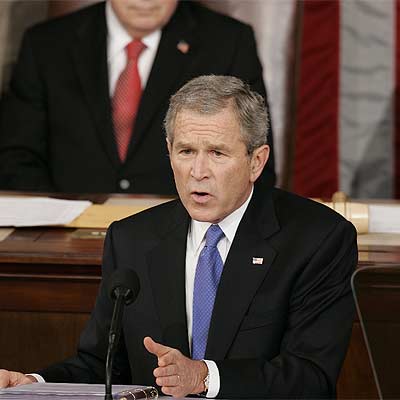El presidente estadounidense, George Bush, durante el mensaje al Congreso sobre el estado de la nación.