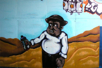 Los molinos de viento son aerosoles de pintura y Don Quijote empuña un rodillo en vez de una lanza. Es la visión de algunos de los jóvenes  graffiteros .