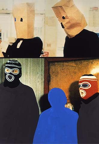 'Dos figuras y dos figuras (con la cara tapada)' (1990), de John Baldessari.